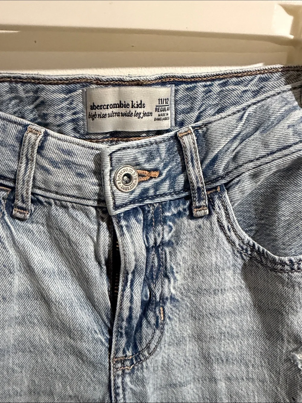 abercrombie kids Light Blue Distressed Straight Leg Jeans